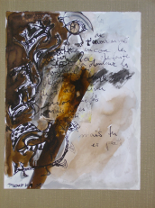 Sentir -encore la -douleur, la -défaite, la honte -de t'avoir aimé -encore une fois -mais tu es parti (2008) : Encre sur Papier   32 x 25 cm.