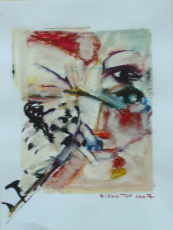 Entrevue (2007) : Craie sur Papier   33 x 25 cm.