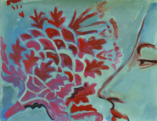 Profile Médieval sur Fond d'Ornement (2007) : Acrylique sur Papier   33 x 25 cm.