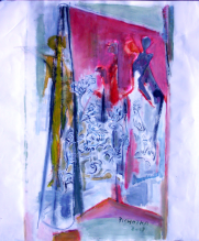 Rideau (2007) : Acrylique sur Papier   100 x 97 cm.