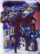 Femme avec Soleil  (2007) : Acrylique sur Papier   32 x 24 cm.