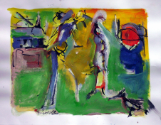 Rencontre (2007) : Encre sur Papier   25 x 33 cm.