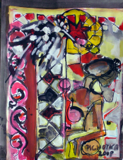 Prière au Soleil (2008) : Encre sur Papier   33 x 25 cm.