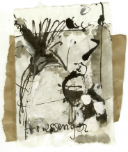 Messager (2009) : Encre sur Papier   14 x 12 cm.