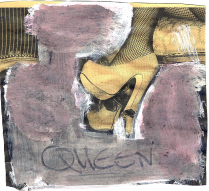 Queen 3 (2009) : Acrylique sur Papier journal   11 x 12 cm.