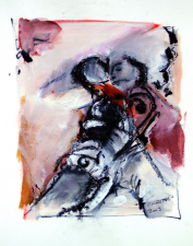 Etreinte Rose (2009) : Encre sur Papier   32 x 24 cm.