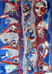 Oeil d'Oiseau (2011) : Acrylique sur Papier   138 x 100 cm.