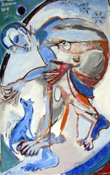 Chienbleu (2010) : Acrylique sur Papier   150 x 97 cm.