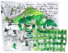 Greenday no wondering (2005) : Collage de papier de soie sur Papier   23 x 31 cm.