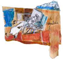 Travels to paradise (2005) : Collage de papier de soie sur Papier   38 x 40 cm.