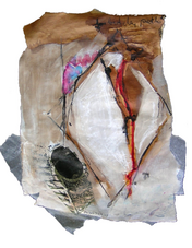 Forbidden path (2005) : Collage de papier de soie sur Papier   32 x 27 cm.