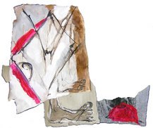 Sacred skull (2005) : Collage de papier de soie sur Papier   33 x 38 cm.