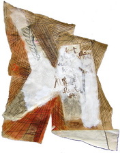 Heat (2005) : Collage de papier de soie sur Papier   40 x 37 cm.